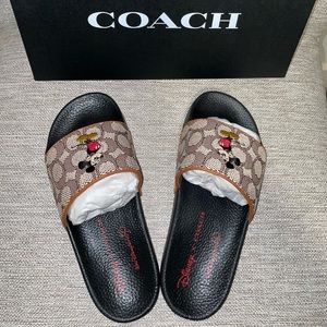 DISNEY X COACH MICKEY SLIDE SANDALS! MULTIPLE SIZES!